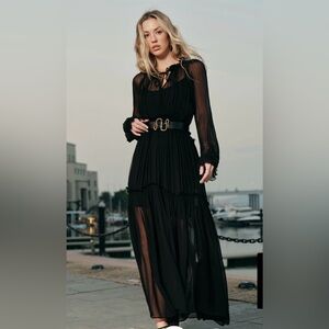 NWT COMMENSE BLACK SHEER MAXI DRESS